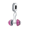 Authentic 925 Sterling silver bracelet pink dumbbell charm