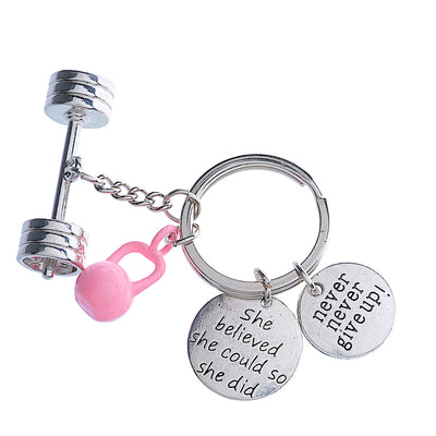 Pink Kettlebell Keychain