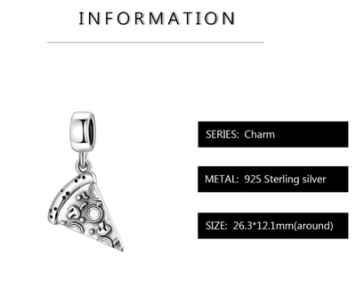 Authentic 925 Sterling silver bracelet/necklace Pizza charm