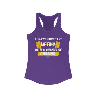 Lifting with a Chance of Cussing Women's Ideal Racerback Tank